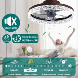 Moderne plafondventilator met verlichting en afstandsbediening - Dimbaar, 6 snelheden, 50CM (Zwart) — thumbnail 4