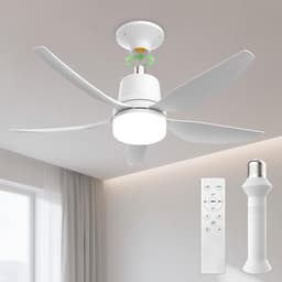 Plafondventilator met verlichting en afstandsbediening - Stille 71 cm ventilator voor kleine ruimtes — thumbnail 2