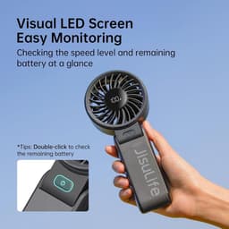 Krachtige Draagbare Handventilator met LED-Display - 3-in-1 Ventilator voor Hand, Bureau en Hals - Ideaal voor Zomer en Reizen — thumbnail 3