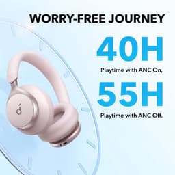 soundcore by Anker Space One Draadloze Over-ear Koptelefoon Roze - Headphones - Active Noise Cancelling, Multipoint Connection, 55 uur accuduur, Bluetooth 5.3, LDAC, Hi-Res Certified — thumbnail 4