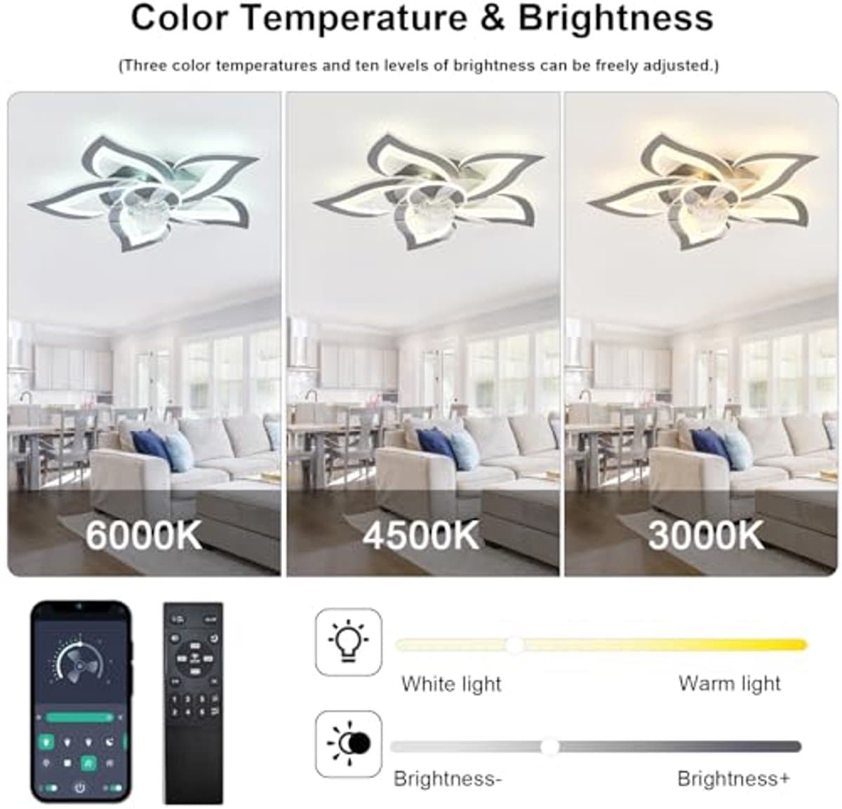 Moderne Plafondventilator met Licht en Afstandsbediening voor Slaapkamer en Woonkamer — afbeelding 1