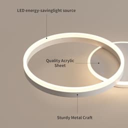 Dimbare Plafondlamp met Afstandsbediening - Moderne LED Kroonluchter met 3 Ringen — thumbnail 3