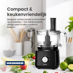 Heinner Foodprocessor met 1.2 liter Mengkom en 1.8 liter Blender - 750W - Keukenmachine Zwart — thumbnail 5