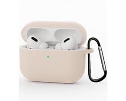 Hoesje - Geschikt voor Apple Airpods Pro 3 - met Clip - Siliconen Hoes - Silicone Case Cover - Zand