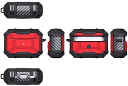 Telestore - Hoesje geschikte voor AirPods Pro 3 - TPU hybride hoesje Beschermhoes - Shockproof AirPods Pro 3 Cover - AirPods Pro 3 Hoesje - Geschikt voor Apple Airpods Pro 3 - zwart - hard en TPU cover met sleutelhanger — thumbnail 2
