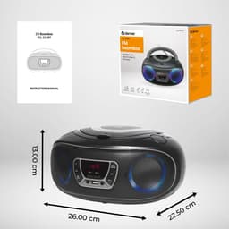 Denver Draagbare Bluetooth Radio CD Speler - Kinderen & Volwassenen & Ouderen - Lichteffecten - Boombox - AUX - FM - Noodradio- Werkt ook op Batterijen - Keuken -Zwart — thumbnail 3