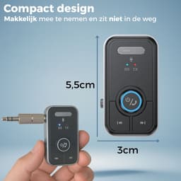 Nextora 2 in 1 Bluetooth Receiver en Transmitter - Bluetooth Ontvanger - Bluetooth Receiver Auto - Bluetooth Audio Receiver - Aux Bluetooth Auto - Bluetooth auto - Bluetooth 5.3 - AUX Bluetooth - Handsfree Bellen - Zwart/grijs — thumbnail 5