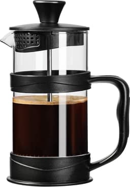 French Press Koffiezetter 350 ml – RVS Filter & Hittebestendig Glas – Cold Brew & Heet Koffie – Reizen & Thuis (Zwart) — thumbnail 1