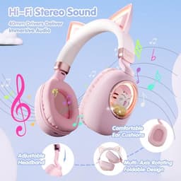 Draadloze Bluetooth Hoofdtelefoon voor Kinderen - Perfect voor School en Speelplezier (Roze) — thumbnail 2