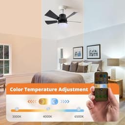 Plafondventilator met Verlichting en Afstandsbediening - Dimbare en Stille Ventilator voor Slaapkamer en Keuken — thumbnail 1