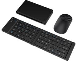 Toetsenbord en Muis - Oplaadbaar - Slank Opvouwbaar Drievoudig Modus - Mini Stille Toetsenbord en Muis Set - Ontworpen voor tablets mobiele telefoons laptops.
