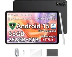 Blackview Tablet MEGA 2 Android 15 Tablet - 4G LTE+WiFi - 12 Inch - 36GB+256GB - Widevine L1 - 9000mAh - Grijs