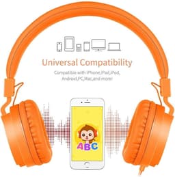 iPad Koptelefoon Kinderen - Hoofdtelefoon Kids Verstelbaar - On-Ear Volumebegrenzing - Oranje — thumbnail 2