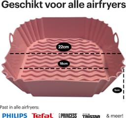 HipWare - Airfryer Siliconen mandje - Antiaanbaklaag - Vaatwasserbestendig - Vierkant - Roze — thumbnail 3
