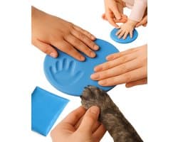 Baby hand- & voetafdruk klei – Blauw – 20g zachte fluffy klei – DIY gipsafdruk – Voor baby’s én huisdieren – Pootafdruk hond/kat – Lichtgewicht & herbruikbaar – 10×7 cm verpakking
