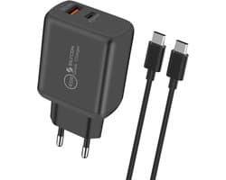 Siltcon® USB C Adapter 45W & USB-A 18W - USB C Snellader - USB C Lader - Universeel o.a. Telefoons & Laptops - Inclusief USB-C Kabel 2 Meter