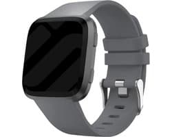 Siliconen Smartwatch bandje - Geschikt voor Fitbit Versa / Versa 2 silicone band - grijs - Strap-it Horlogeband / Polsband / Armband - Maat: Maat S