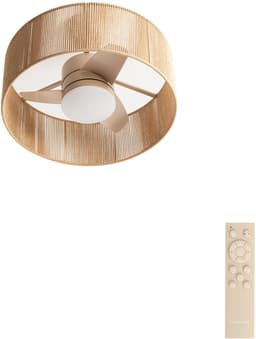 CREATE - Stille plafondventilator 25W met licht - Zand - Ø55cm - WIND LAMP WOVEN — thumbnail 1