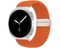 Stravo Magnetisch gevlochten nylon bandje Geschikt voor Samsung Galaxy Watch 8 (40/44mm) / 8 Classic (46mm) - Oranje - erstelbaar elastisch gevlochten horlogebandje voor Samsung smartwatch