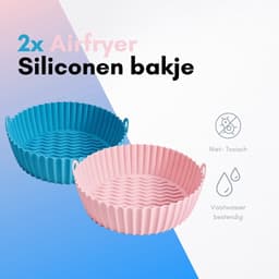 HipWare - Airfryer Siliconen mandje - Antiaanbaklaag - Vaatwasserbestendig - Rond - Roze/Blauw — thumbnail 4