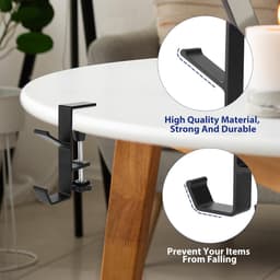 Metalen hoofdtelefoonhaak, hoofdtelefoonhanger met dubbele haak, universele gamingheadset van aluminiumlegering, standaard onder tafel, antislip, verstelbare hoofdtelefoonhanger voor op het bureau — thumbnail 2
