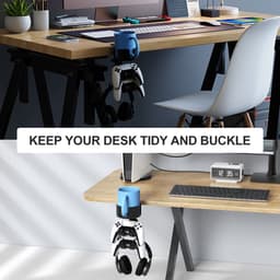 3-in-1 draaibare desktopcontroller-koptelefoonhouder, lekvrije bekerhouder met koptelefoonhouder, controllerhouder, game-accessoires — thumbnail 5
