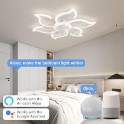 Slimme plafondventilator met LED verlichting, afstandsbediening, en spraakbediening - Stil in zomer/wintermodus, witte kleur — thumbnail 3