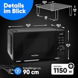 Magnetron met Grill 20L - Draaipleateloze Magnetron met Timer en Ontdooifunctie — thumbnail 3
