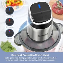 Foodprocessor en vleesmaler met glazen en roestvrijstalen kommen, 450W motor en oververhittingsbeveiliging — thumbnail 2