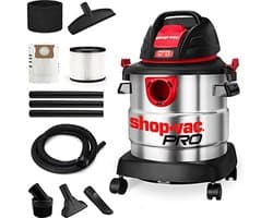 Draagbare nat- en droogstofzuiger met roestvrijstalen tank en accessoires