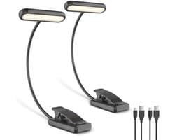 Leeslamp met Boekenklem en Flexibele Zwanenhals - Dimbare Boekenlamp met 3 Kleuren en 10 Helderheid