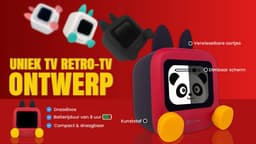 Wedjis Retro Mili-TV – Digitale Klok & Bluetooth Speaker – Smart display – Kunststof – Dimbaar scherm – Cadeaus voor vrouwen – Rood/Geel — thumbnail 4