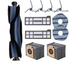 11 stuks accessoires geschikt voor Eufy X10 Pro Omni Robotstofzuiger - Stofzuiger onderdeel - 1 Hoofdborstel, 4 Zijborstels, 2 Filters, 2 Stofzakken, 2 Dweilpads