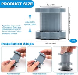 Wasmachine van 1-5 meter- universele verhogingskussens voor de basis van de wasmachine- schokdemper voor de wasmachine- trillingsdempers voor de koelkast- vergemakkelijkt het verwijderen van stof van de vloer — thumbnail 5