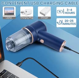 Blauwe, verbeterde Type-C-versie met 2 accu's, 1800 mAh 7,4 V, vloerborstel en oplaadstation. — thumbnail 3