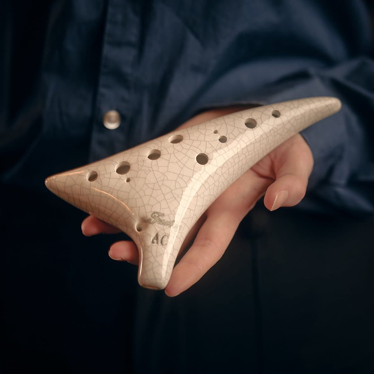 Alt-ocarina 12-gaats - incl. koord, doekje, zakje - Fazley 10CAC12 - Wit — afbeelding 1