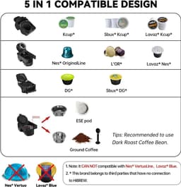HiBrew 5-in-1 Koffiecupmachine – Meerdere Capsules – Heet/Koud – 19Bar – 1450W – Wit — thumbnail 2