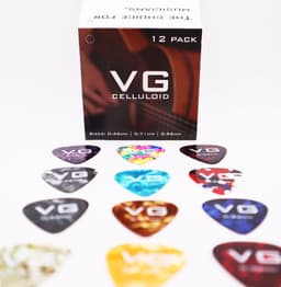 VG plectrum set 12 Celluloid plectrums - diktes thin 0.46 medium 0.71 en thick 0.96 mm — thumbnail 1