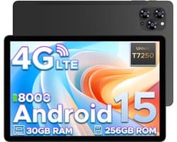 Doogee Tab G6-Android 15 Tablet-11 inth +90Hz - 4G LTE -6GB RAM+256 GB ROM (2TB TF) - Dubbele luidsprekers -8000 mAh- T7250 octa-core - 5G WiFi - BT5.0- Zwart