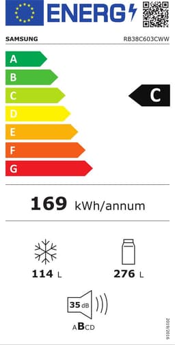 SAMSUNG  RB38C603CWW -  Koel-vriescombinatie - breedte 59.5 cm - hoogte 203 cm - inhoud 390 l - NoFrost — thumbnail 2