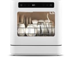 Gloovon® - Vrijstaande Mini vaatwasser - 5 couverts - 4 programma’s - Tafelmodel - Inclusief bestekkorf - Afwas - Sterilisatiesysteem - Droogfunctie - Energielabel F
