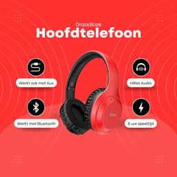 HOCO W30 Fun Move - Draadloze On-Ear Koptelefoon - Bluetooth 5.0 - Rood — thumbnail 3
