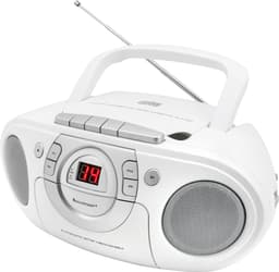 Soundmaster SCD5100WE, Boombox met FM-radio, CD- en cassettespeler, wit — thumbnail 2