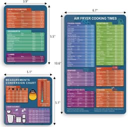 Air Fryer Cooking Guide Magnetische Cheatsheet Set - Airfryer Accessoires (3 Pack), Guide Flip Chart, Snelle referentie voor frituren, Kooktijden Grafiek Keuken Conversies — thumbnail 2