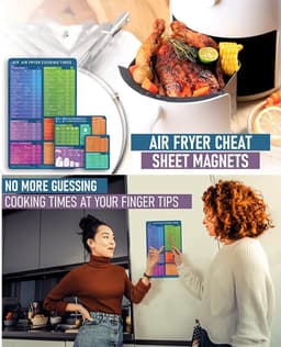 Air Fryer Cooking Guide Magnetische Cheatsheet Set - Airfryer Accessoires (3 Pack), Guide Flip Chart, Snelle referentie voor frituren, Kooktijden Grafiek Keuken Conversies — thumbnail 4