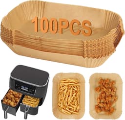 Allecto Premium - 100 stuks Wegwerp Air Fryer Liners | Compatibel met Dual Zone Air Fryer | Accessoires voor Ninja, Salter, Tower — thumbnail 1