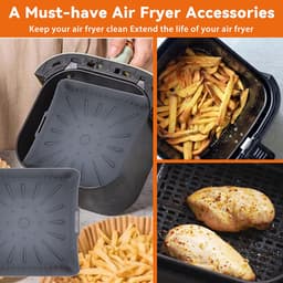 23cm Grote Airfryer Siliconen Mand Liner 9-inch XXL Airfryer Vorm Herbruikbare Vierkante Ovenbakplaat, Geschikt voorCosori Ninja 6-8QT — thumbnail 4