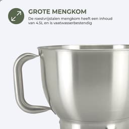 Bourgini Elements Keukenmachine – 1000W – 4,5L Mengkom – 8 Snelheden – Pulsfunctie – 3 Vaatwasserbestendige Accessoires – GRS gecertificeerd gerecyclede materialen — thumbnail 4