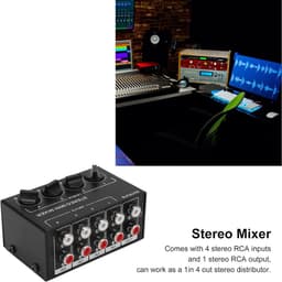 Mini Passieve Stereo Audiomixer - 4 Kanaals RCA Mixer voor Computer, Telefoon, en Tablet — thumbnail 2