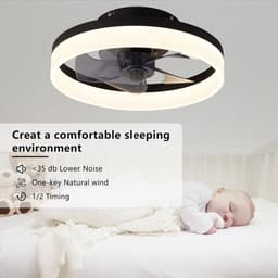 Stille Plafondventilator met Afstandsbediening en Dimbaar Licht – Voorjaar, Zomer, Herfst en Winter, 6 Snelheden, 40 cm — thumbnail 2